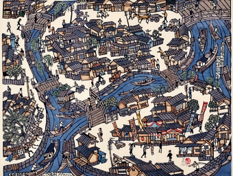 森義利、合羽版、少々昔の下町図絵